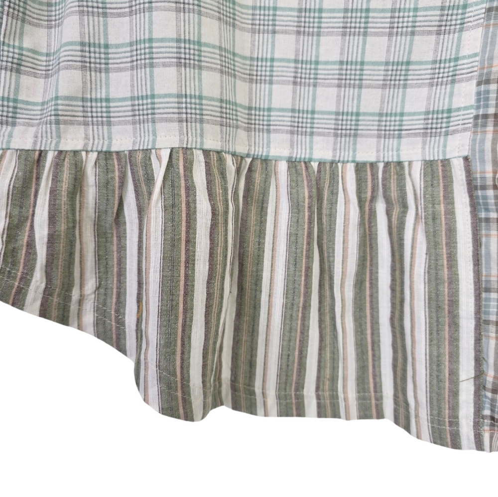 Umgee Plaid Striped Patchwork Ruffle Hem Top Blou… - image 7